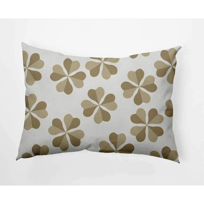 Floral Reversible Throw Pillow, Sustainable Green