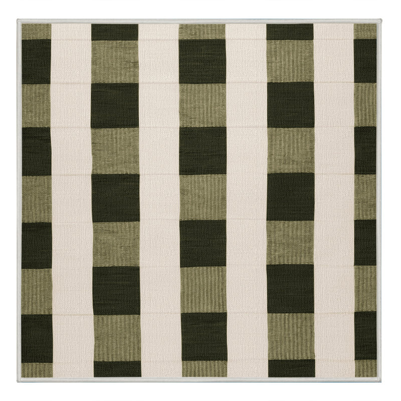 Tapis beige à carreaux lavable à la machine, Carré 4 pi