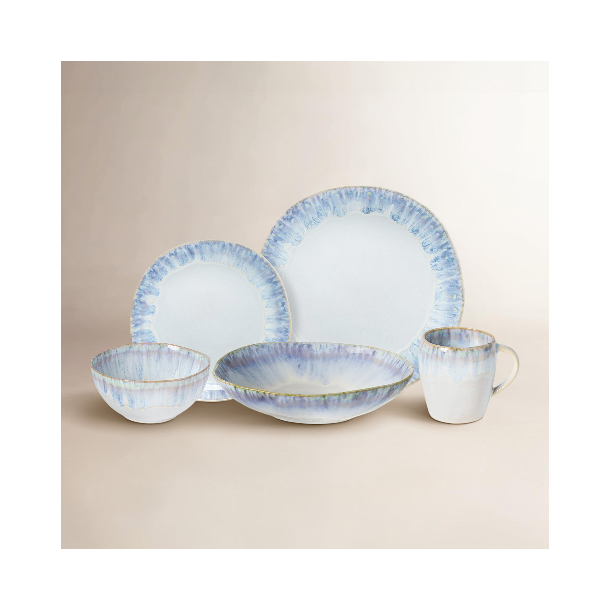 Brisa Handmade Stoneware Dinnerware Set, Ria Blue