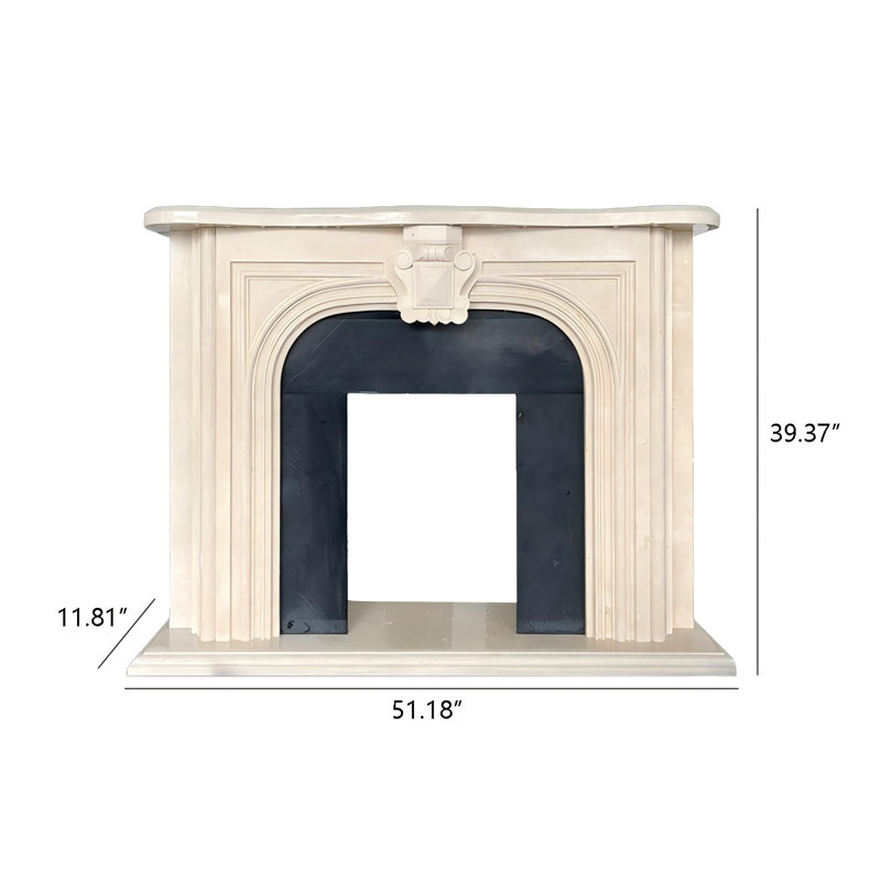 Manteau de cheminée d'entrée en bois massif et en bois manufacturé blanc et noir, H 39,37 po x l 51,18 po x P 11,81 po