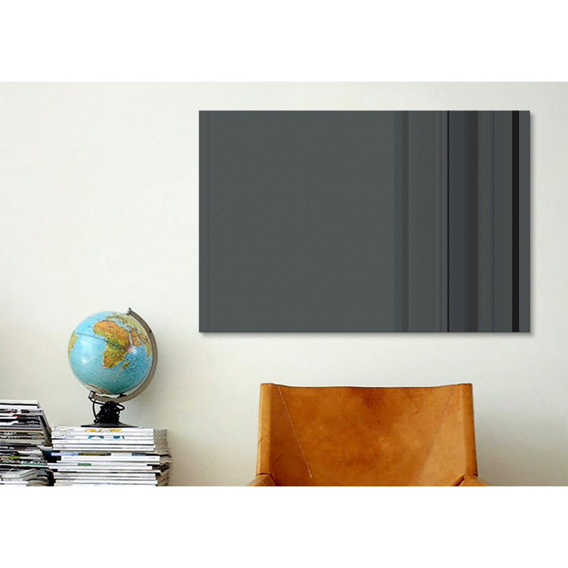 Rayures gris anthracite, impression sur toile, H 26 po x l 40 po x P 1,5 po, Pas de tapis, Toile tendue