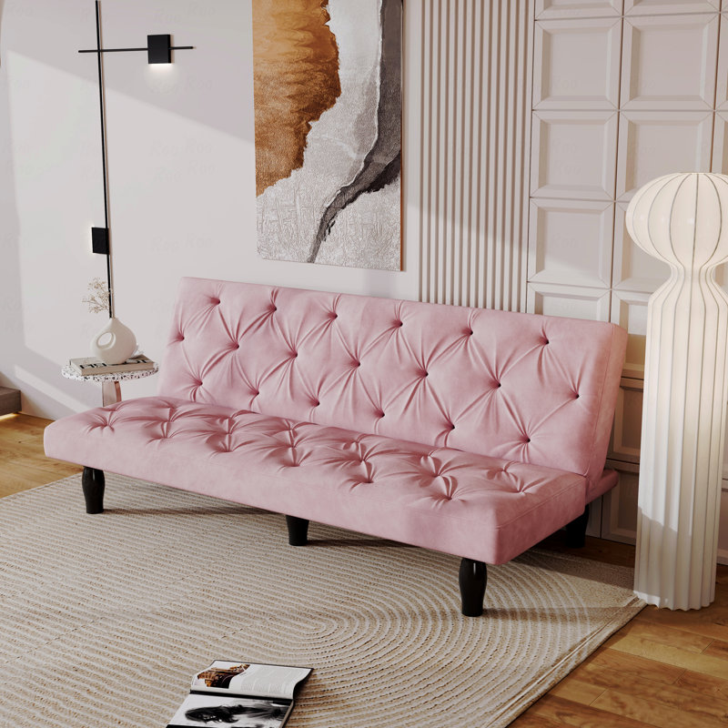 Transformation d'un canapé à l'autre: canapé-lit en velours rose de 66 po, idéal