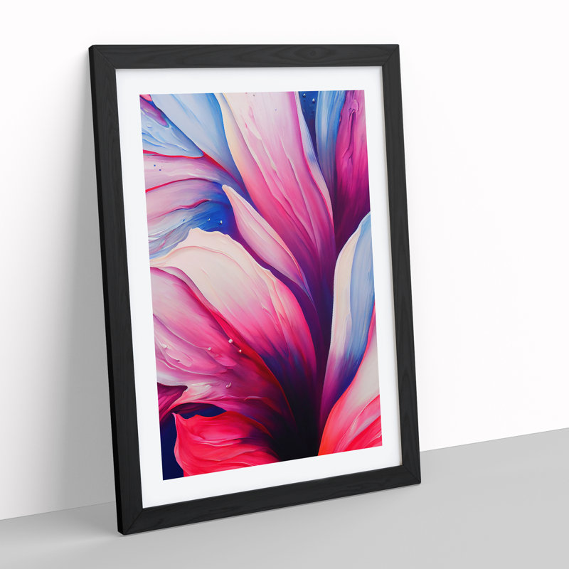 An Abstract Flower No.2 Abstract - Single Picture Frame Painting, Black, 64cm H x 46cm W x 2cm D