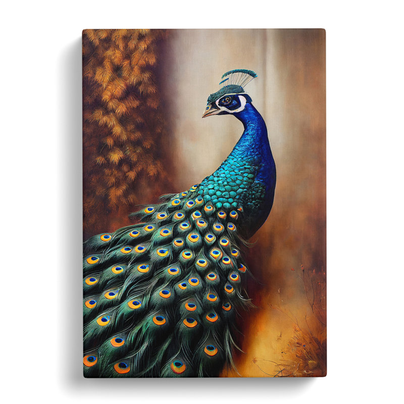 Peacock View No.1 - Wall Art, Wrapped Canvas, 60cm H x 40cm W, No Matte