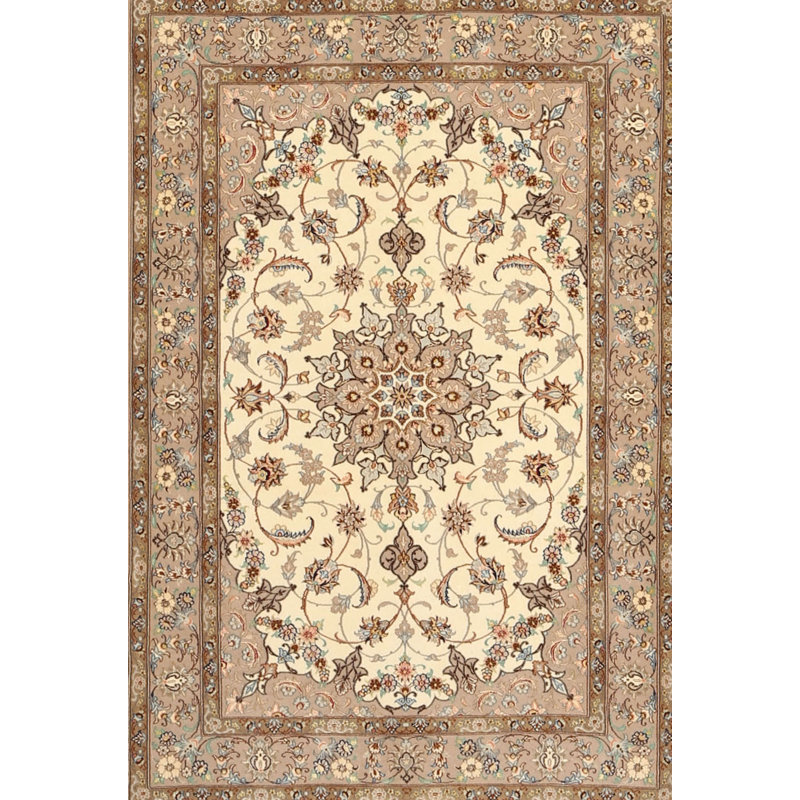 Tapis traditionnel gris / crème / brun, Rectangle 8 pi x 12 pi
