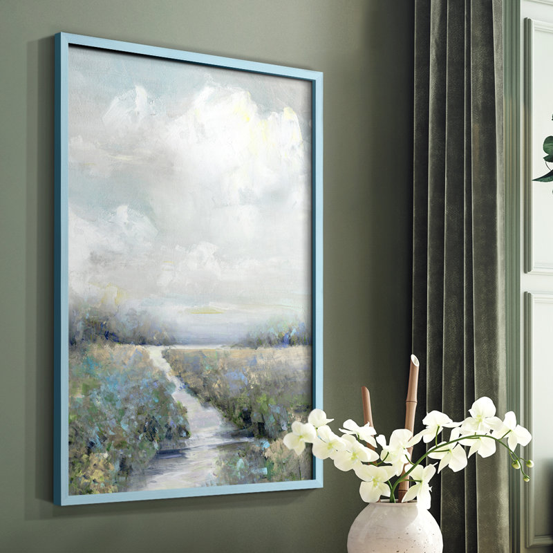 Reproduction encadrée péninsule - bois massif, Bleu, H 10 po x l 8 po