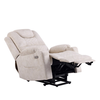 Oversized Power Lift Recliner Chair Printed Velvet Massage Chair With Cup Holders,And Usb And Type-C Ports
