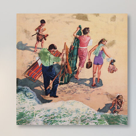 «Family at the Seaside», reproduction d'art sur toile, H 26 po x l 26 po x P 1,5 po