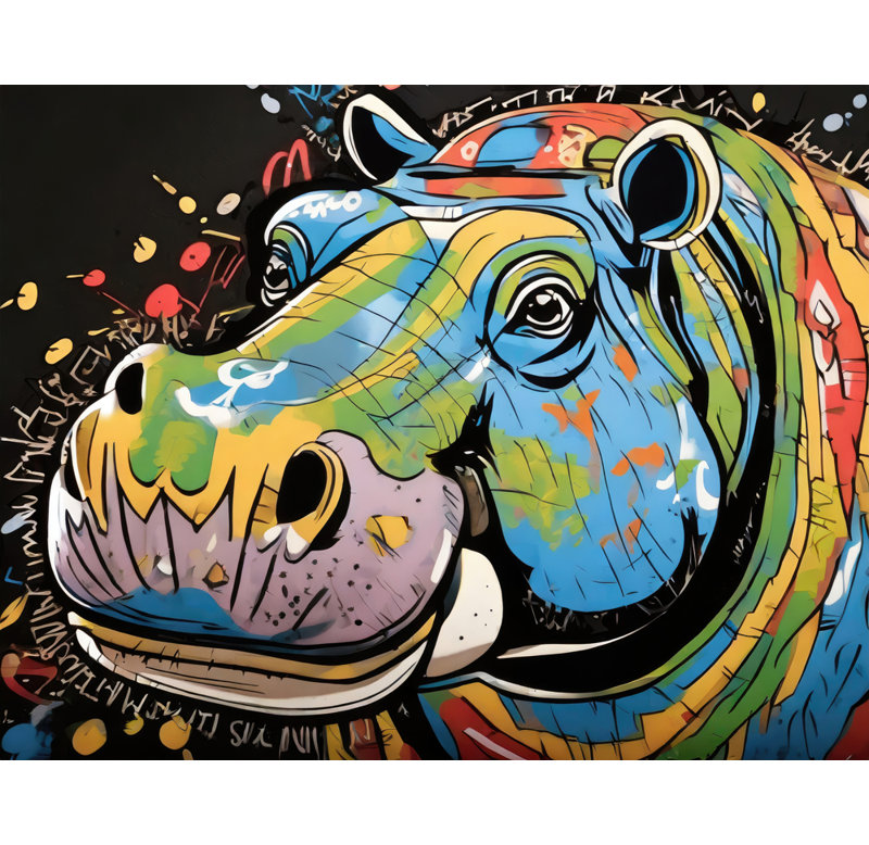 " Hippo Graffitianimals ", 15" H x 18" W