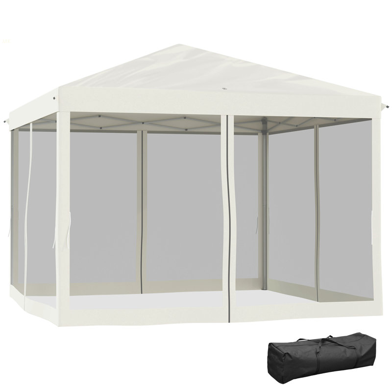 Tente à auvent escamotable avec filet Outsunny, Beige