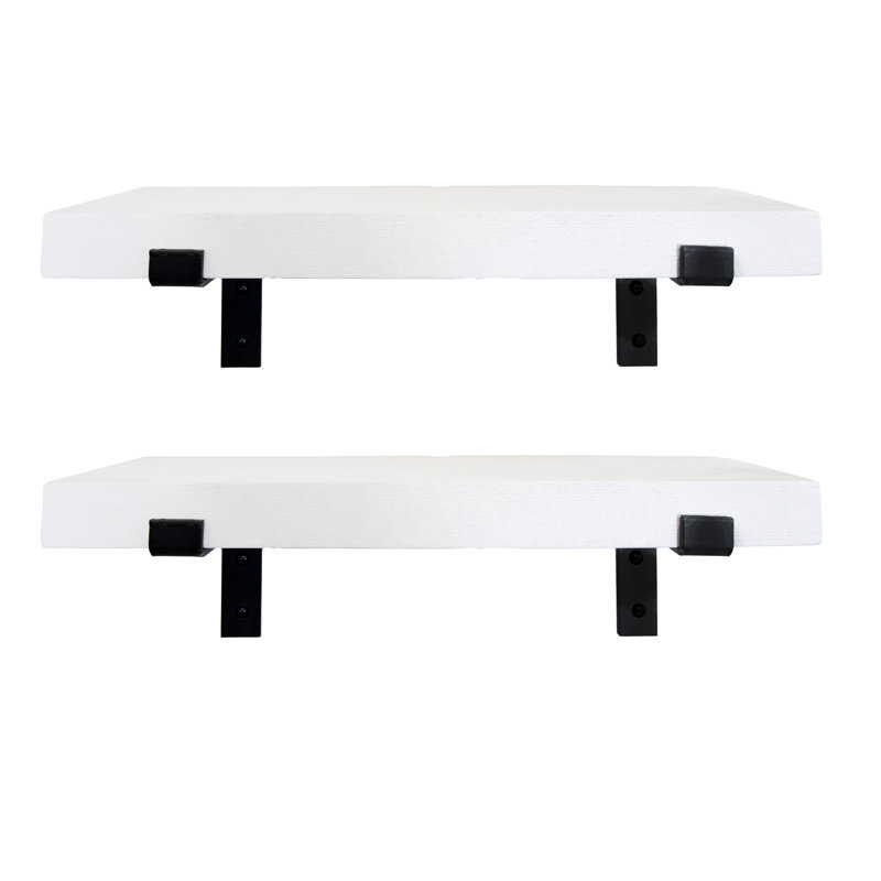 Emerald Lee 2 Piece Poplar Solid Wood Bracket Shelf, Blanc, H 2 po x l 31 po x P 10 po