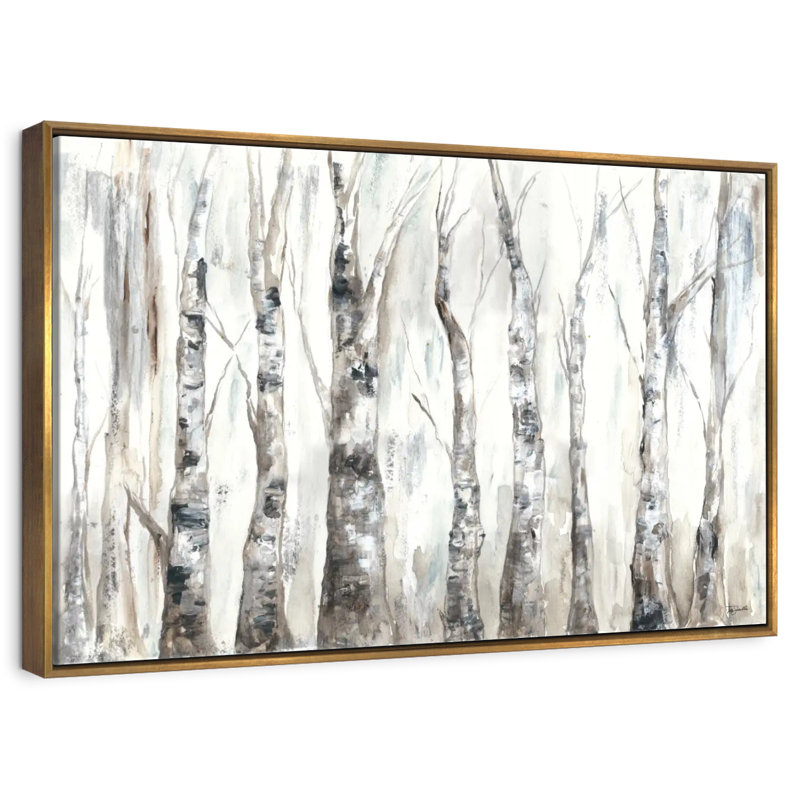 Winter Aspen Trunks Neutral, Floating Frame Gold, 31" X 21"