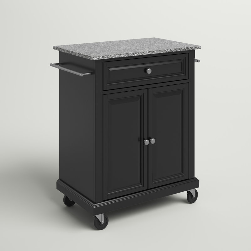 Hedon Granite Top Kitchen Cart, Black