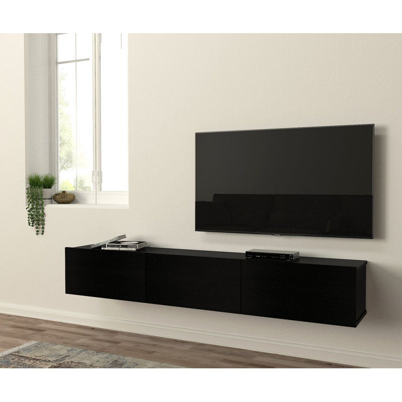 Crédence de rangement flottante l 71 po Eva, Noir