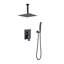 Douche de plafond noire mate pour système de douche luxueux 16 po - Noir, conception hygiénique-127368528