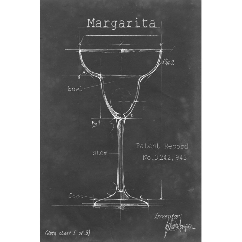 Barware Blueprint VI by Ethan Harper - Painting on Canvas, 122cm H x 81cm W, Black Floater Framed