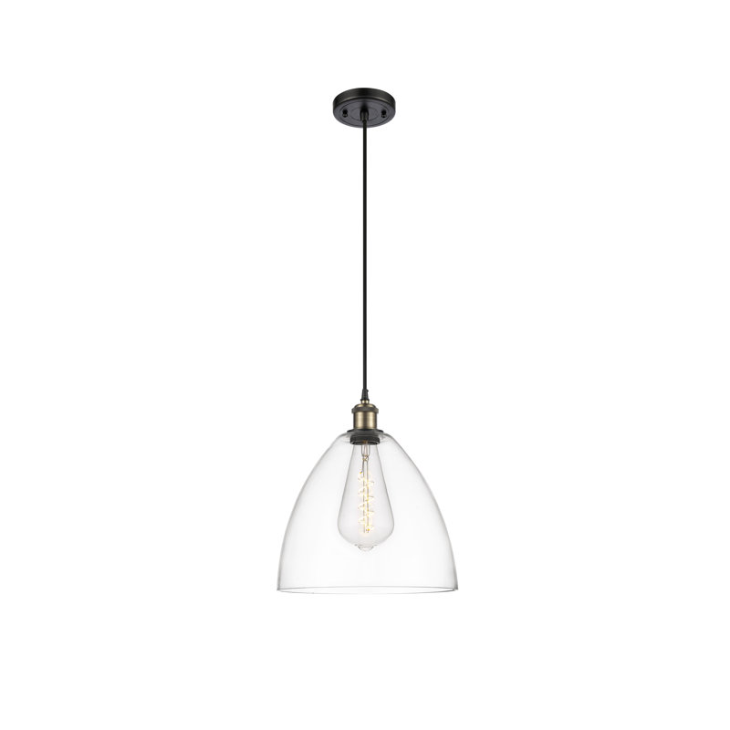 Haruka 1 - Light Single Pendant, 14.75" H x 12" W x 12" D, Clear, Black Antique Brass