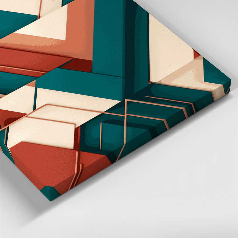 «Geometric Abstraction 92», art mural sur toile verte, H 11 po x l 14 po