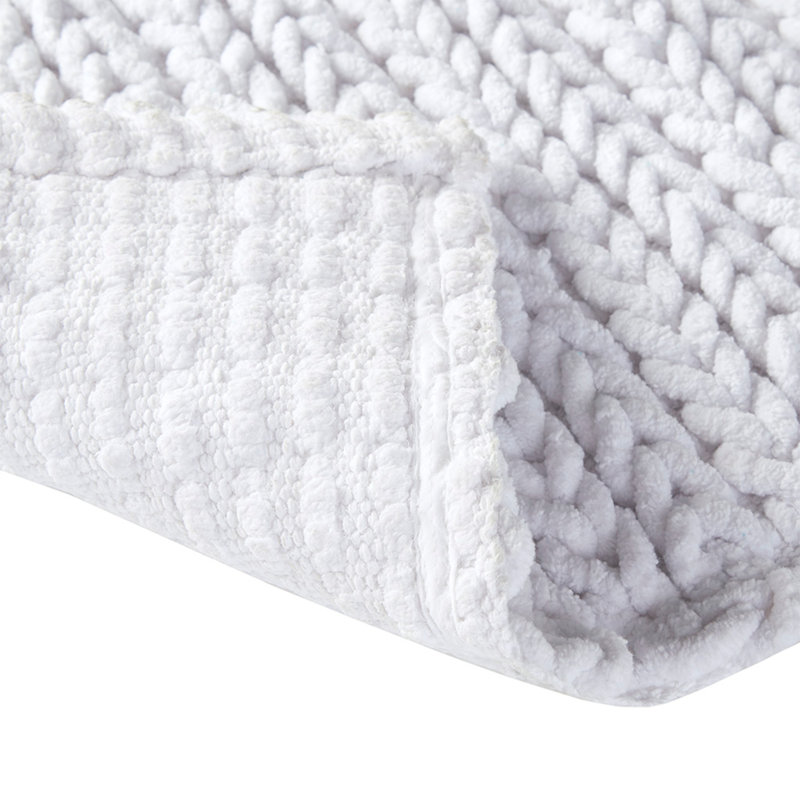 Tapis de bain moelleux 100% coton chenille, L 40 po x l 24 po, Blanc