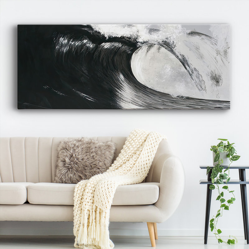 Vagues noires et blanches III, H 8 po x l 20 po x P 1,5 po