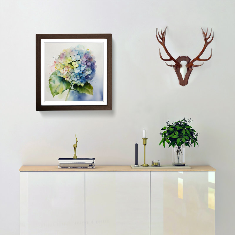Hydrangea Watercolour No.4 - Framed Print, Walnut