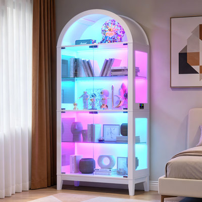 5-Tier Arched Glass Display Cabinet with RGB LED Lighting  