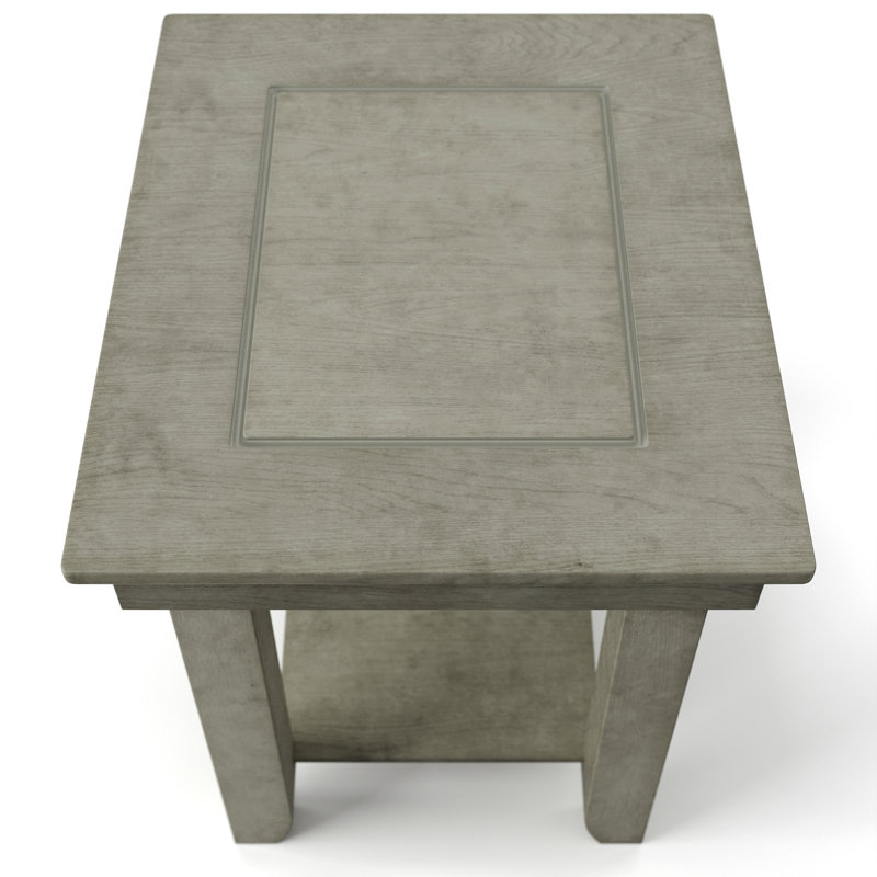 Solid Wood Top End Table, Gray, Gray