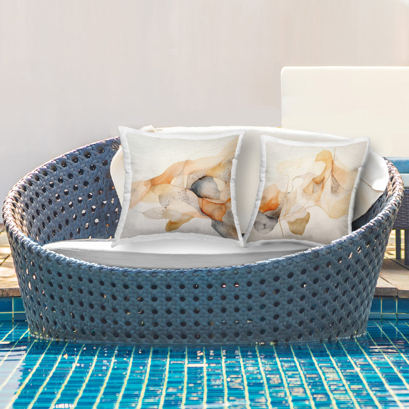 Printed Outdoor Throw Pillow Design by Lil' Rue (Set of 2), Abstract Peach