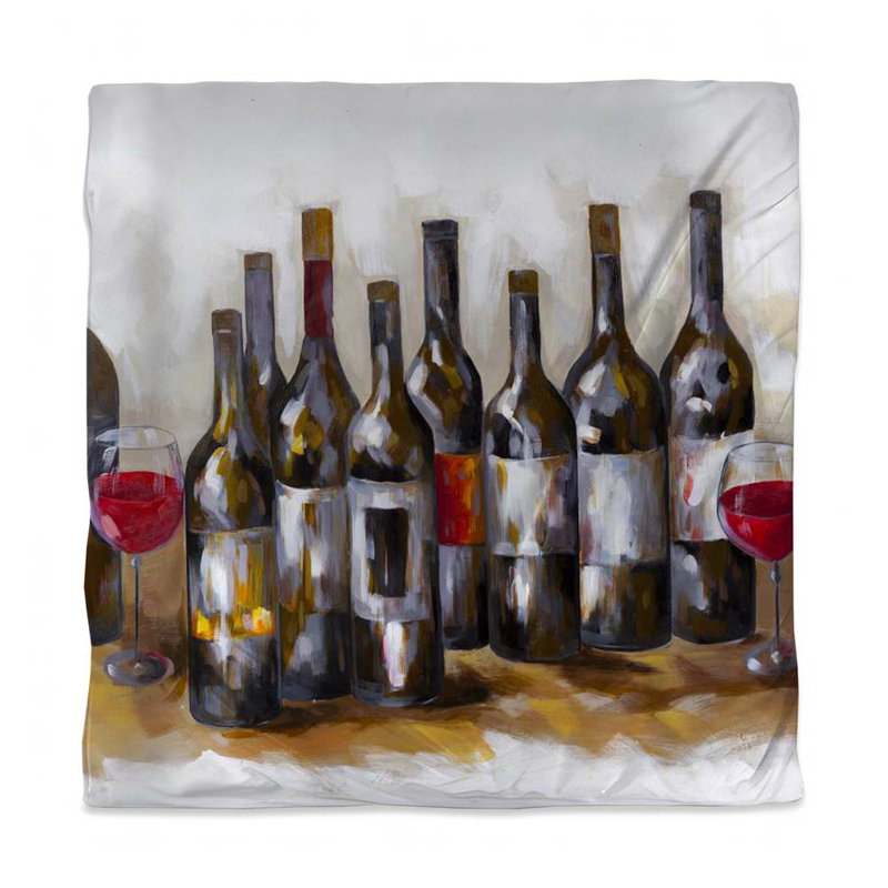 Brown Object Red Wine Bottles Duvet Cover | Contemporary Decor