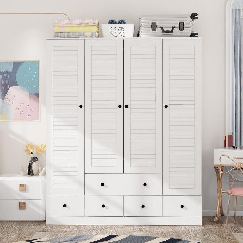 Armoire-penderie 70,5 po avec 6 tiroirs, tringles de suspension et tablettes multicouches