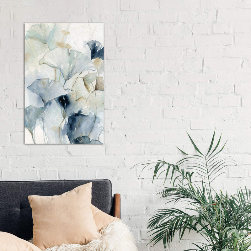 Indigo Gingko I - Painting on Canvas, No Frame, 152.5 cm H x 101.5 cm W x 3.175 cm D