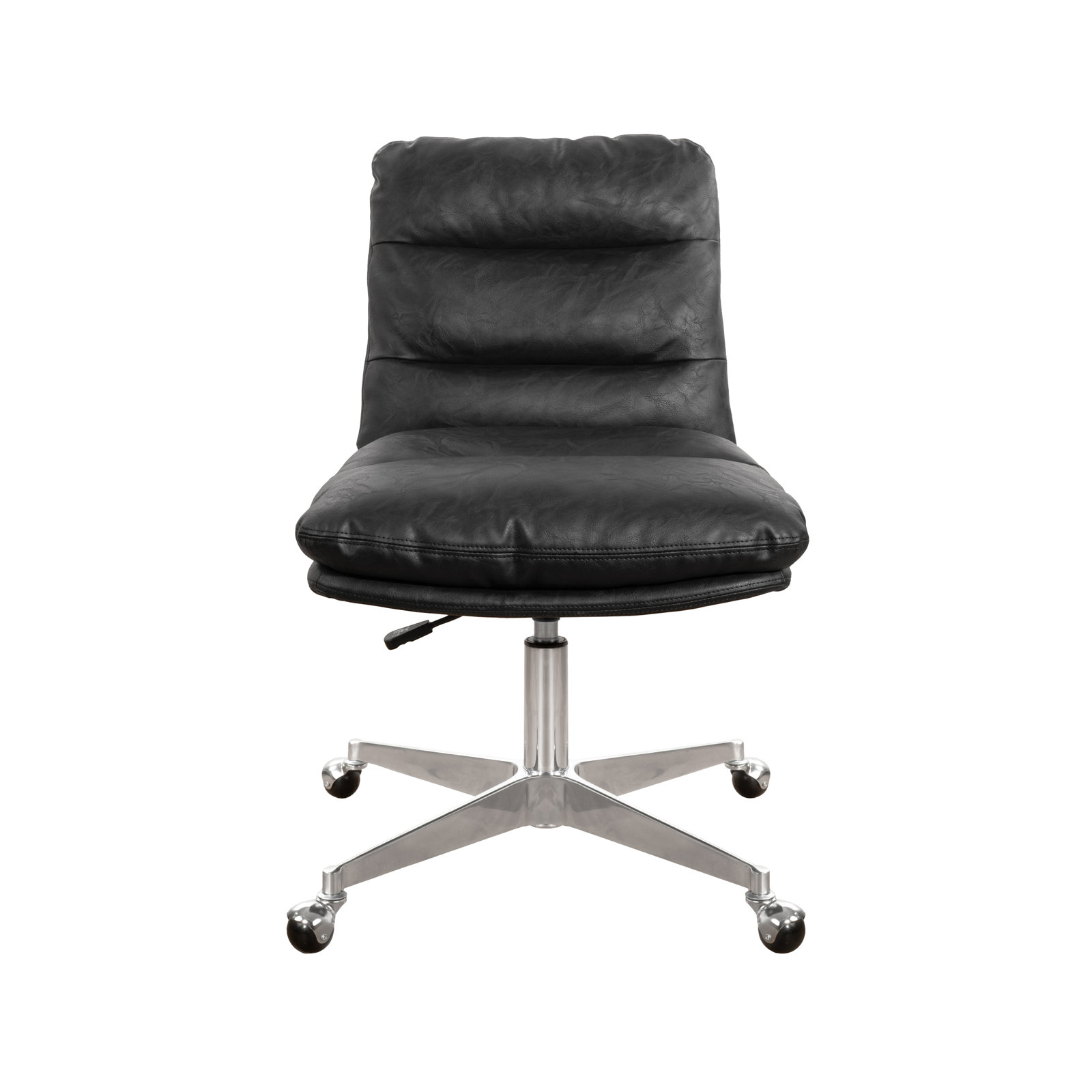 Paynesville Swivel Office Task Chair with Wheels, Black, Faux Leather