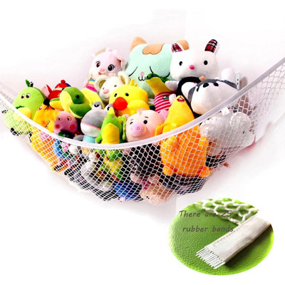 Filet de rangement d'angle pour hamac en peluche, organisateur de jouets en peluche robuste avec élastiques, support mural gain de place