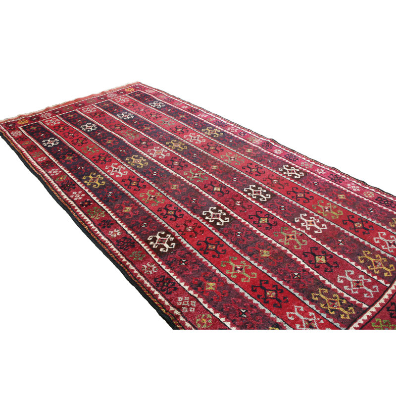 Wool Abstract Area Rug in Red