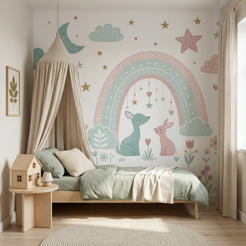 Papier peint blanc chambre d'enfant chambre d'enfant, 120 po x 96 po, Texturé non collé