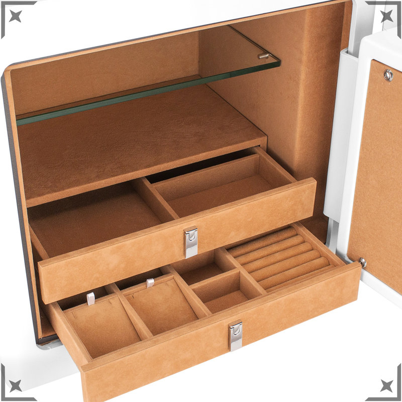 1.01 Cubic Ft White Safe For Jewelry - Construction And Fire Resistance Cabinet Steel With Protective Interior