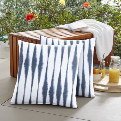 Alok Indoor/Outdoor Geometric Indigo Square Throw Cushion Cover