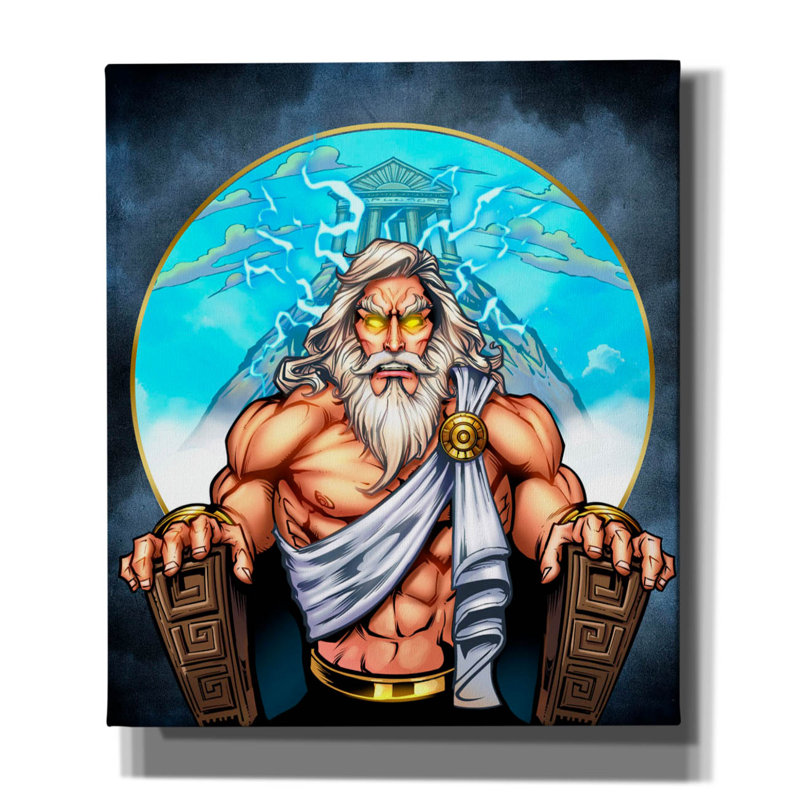 Tillson Zeus sur trône sur toile, H 30 po x l 26 po x P 1,5 po