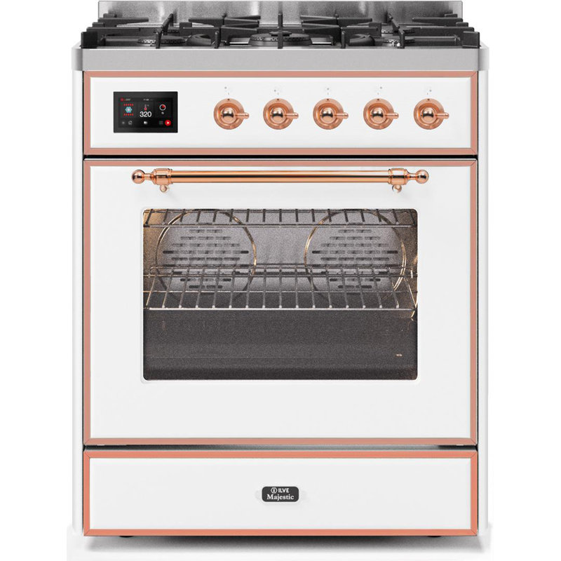 Majestic II 30" 2.3 cu. ft. Freestanding Dual Fuel Range, White/Copper, Liquid Propane