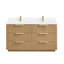 Meuble-lavabo double autoportant 60 po gris cendré délavé avec plateau en pierre de quartz blanc Allister-121696758-121696755
