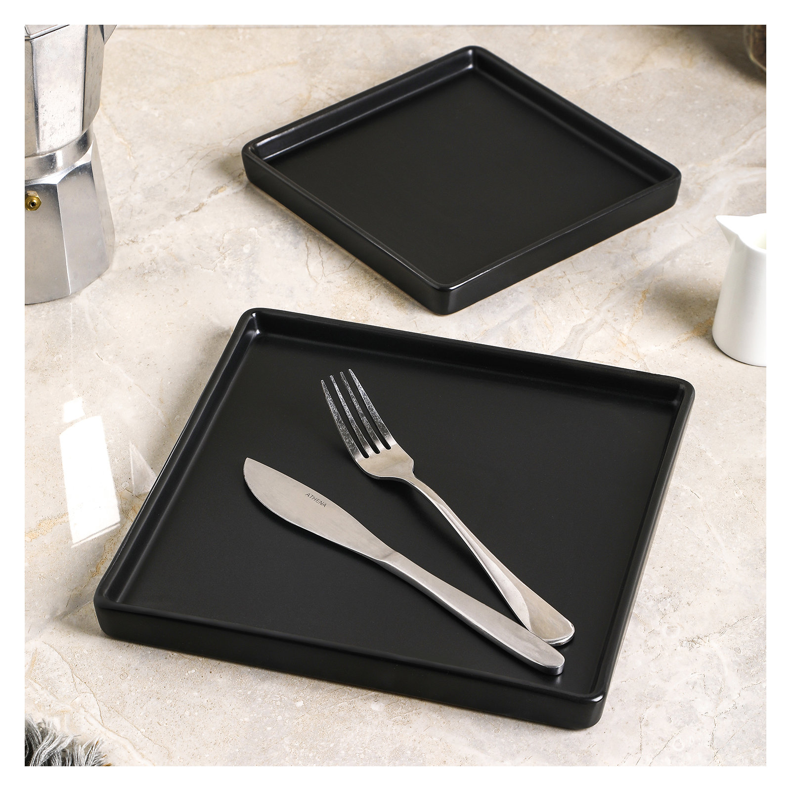 Stone Lain Grace 12-Piece Dinnerware Set Stoneware, Black