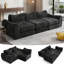 Ensemble de canapé modulaire en lin rembourré et désossé 6 pièces Masaitis-941739736