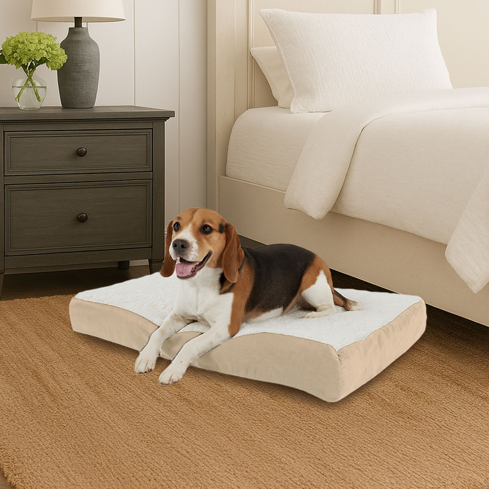 PETMAKER Orthopedic Memory Foam Crate Mat, Medium (4" H x 30" W x 20.5" D), Tan
