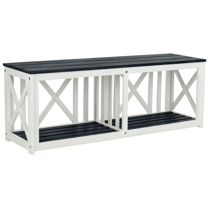 Morgane Solid Wood Storage Bench, Dark Slate Grey