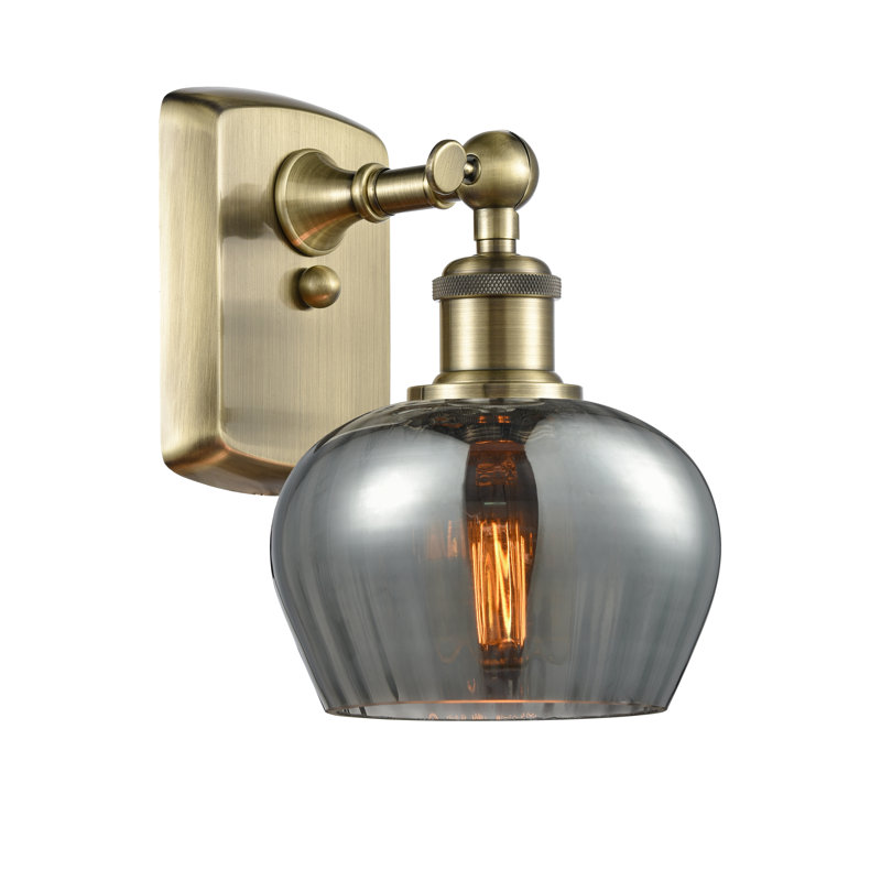 Patrina Armed Sconce, Matte White, Incandescent , Antique Brass