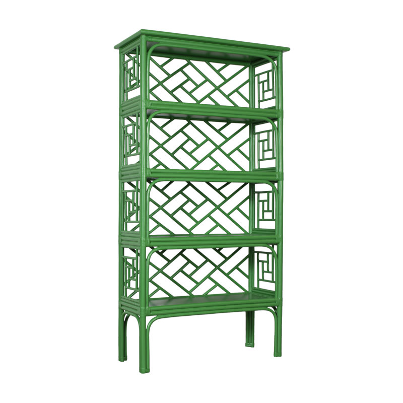 Chippendale 69"H x 35.5"W Etagere Bookcase, Bright Green