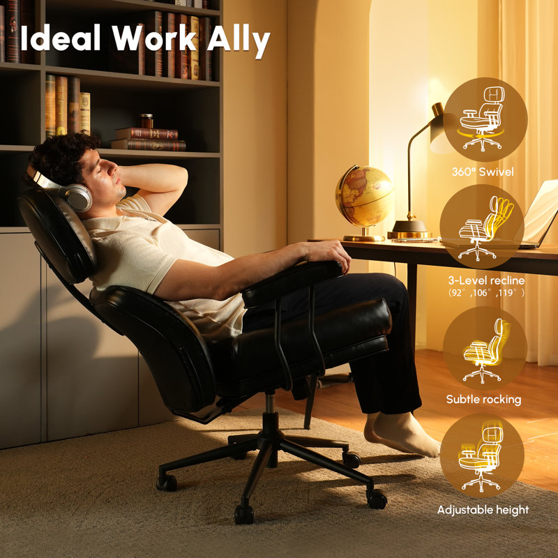 Schaffer Office Chair, Ergonomic Big And Tall Computer Desk Chairs, Executive Chair With Adjustable High Back, Lumbar Support Swivel Pc Chair With Rocking Function