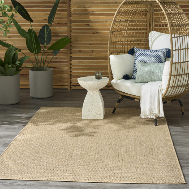 Tapis d'intérieur / extérieur uni Tulum, Rectangulaire 4 pi x 6 pi, Taupe