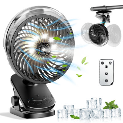 Ventilateur à pince auto-oscillant avec Mister, 6000 mAh, télécommande