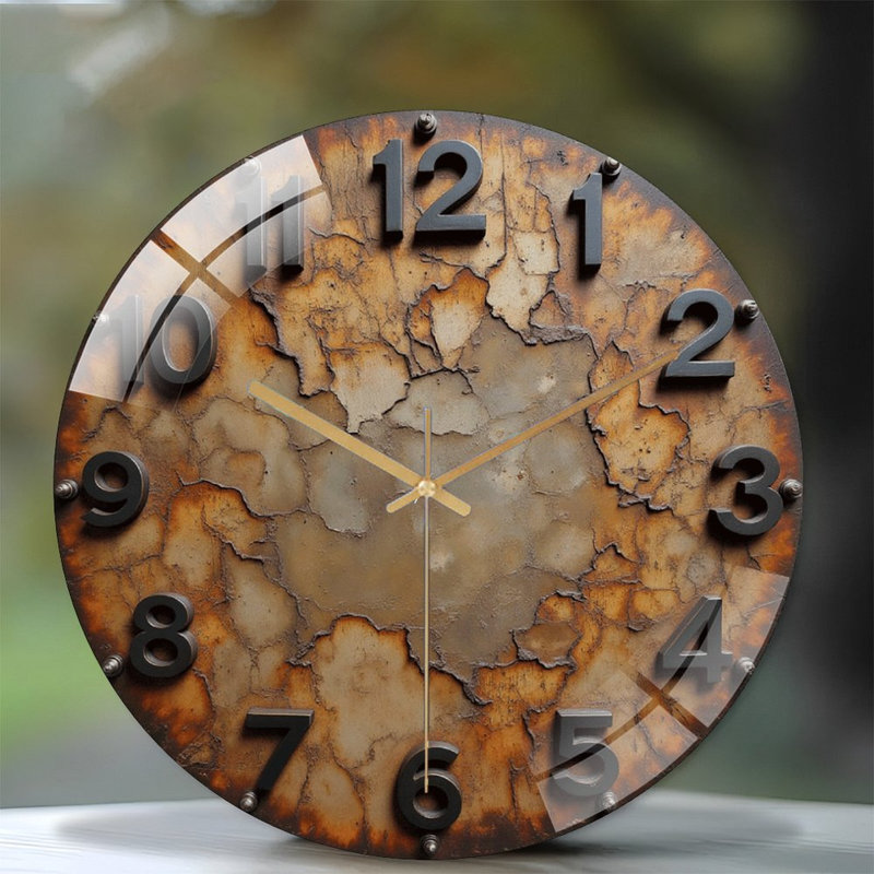 Vintage Wall Clock Retro Decorative Timepiece Home Decor Art - 12'' Modern Glass Wall Clock